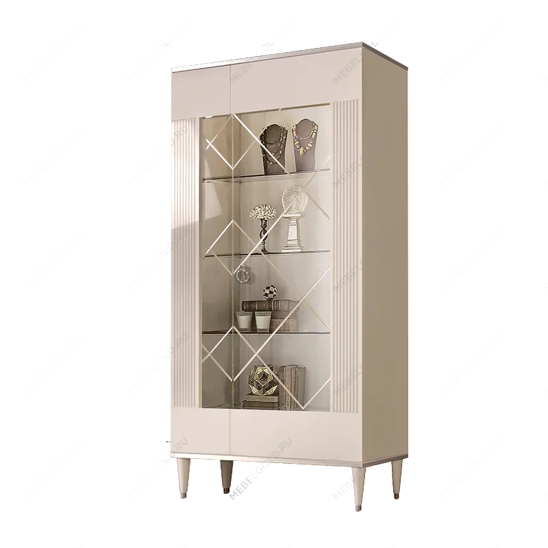 Витрина 2-ств. Римини СОЛО (Слоновая кость/Серебро) (Правая) РМВ2-2С(s)