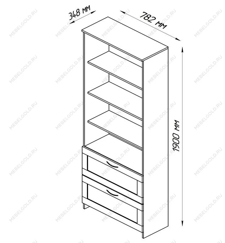 Стеллаж Сириус, 2 ящика, 78х35х190 см, белый | изображение 6