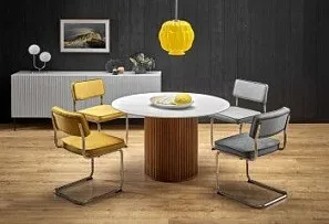 Стол обеденный Halmar BRUNO (белый мрамор/ореховый)