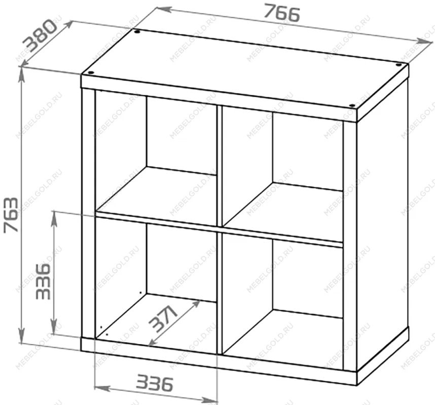 КАЛЛАКС / ФОРА Стеллаж ИКЕА / IKEA 4, квадратной формы с четырьми открытыми ячейками, тамбурат, цвет белый | изображение 3