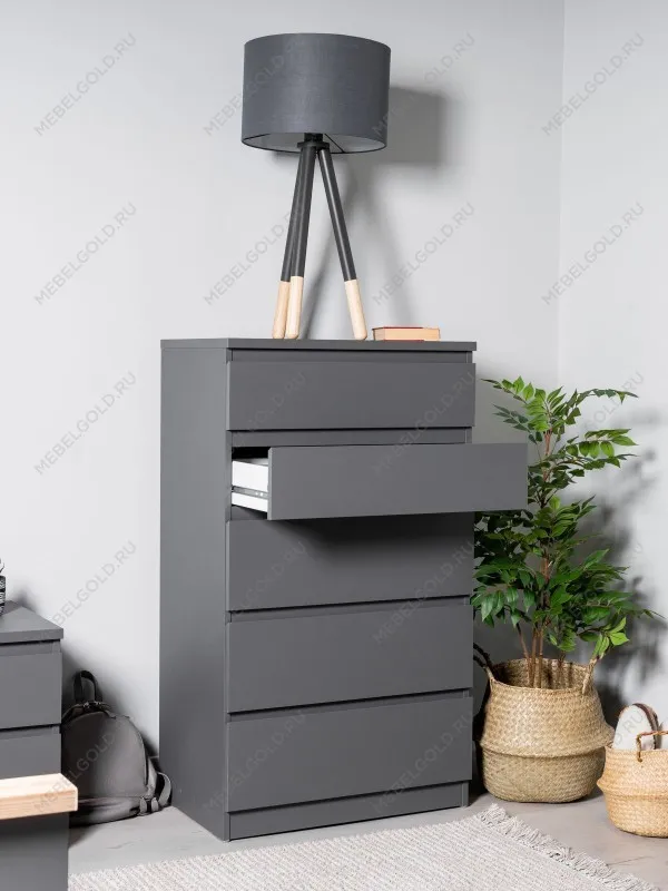 Комод Кастор, 5 ящиков, 65х40х112 см, серый | изображение 2