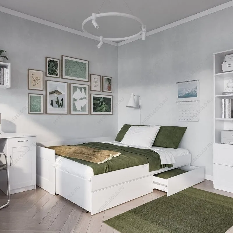 БРИМНЭС / СИРИУС Кровать двухспальная раздвижная ИКЕА / IKEA 90/180х200, белый | изображение 4