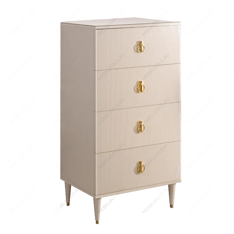 Комод 4 ящика Римини СОЛО (Бежевый/Золото) РМКМ-6(s)