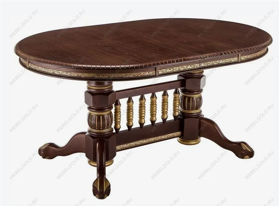 Стол АЗИЯ-М (Матовый лак/Темный орех/патина золото) 106х160х200х240