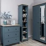 Стеллаж Сага, 50х42х215 см, темно-бирюзовый/ясень | изображение 2