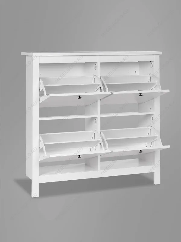 Обувница Сага с 4 откидными ящиками 113х108 белая | изображение 7