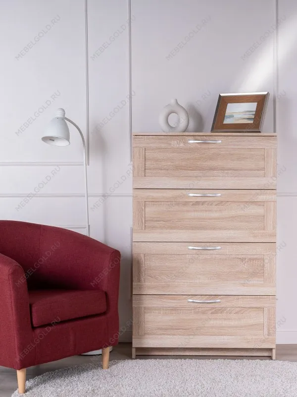 Комод Сириус, 4 ящика, 78х41х123 см, дуб сонома | изображение 1