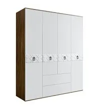 Шкаф 4-х дверный с ящиками Bogemia Woodline Fa (Белый/Хром) БМШ2/41