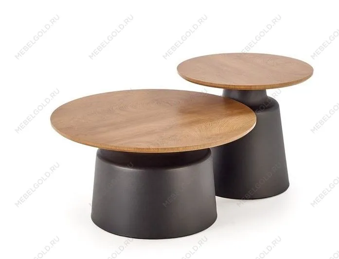 Комплект Halmar MALOMI (2 стола журнальных) (натуральный/черный) | изображение 1