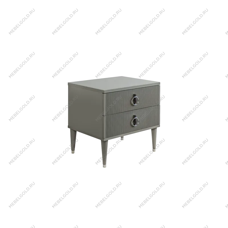 Тумба прикроватная 2 ящика Римини СОЛО (Серый/Серебро) РМТП-2(s)