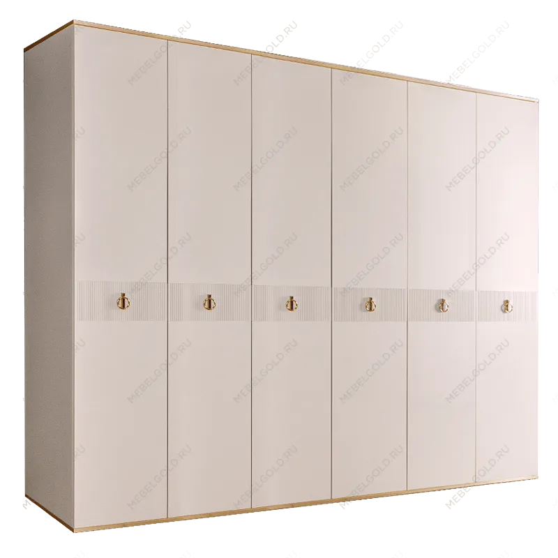Шкаф 6-ти дверный Римини СОЛО (Слоновая кость/Золото) РМШ2/6(s)