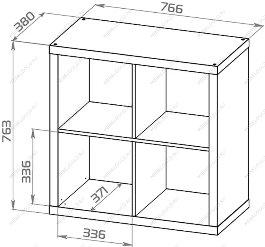 Стеллаж Фора, 4 полки, 77х77х38 см, белый | изображение 10