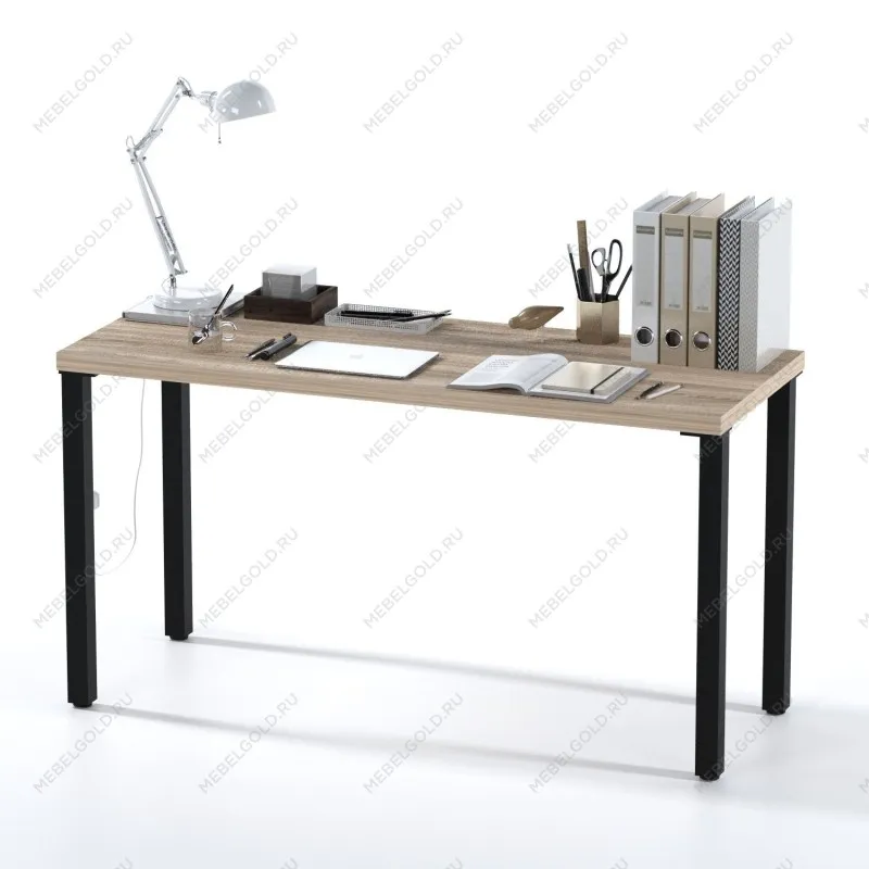 Стол письменный Ингар, 140х75х55 см, черный, столешница дуб беленый | изображение 1