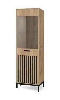 Шкаф-витрина Halmar LAMINO W-1 (дуб крафт/черный)