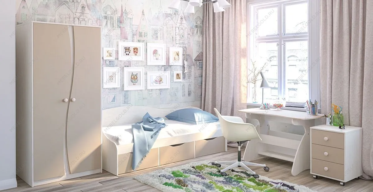 Двухдверный шкаф для одежды Комби МН-211-16 капучино | изображение 2