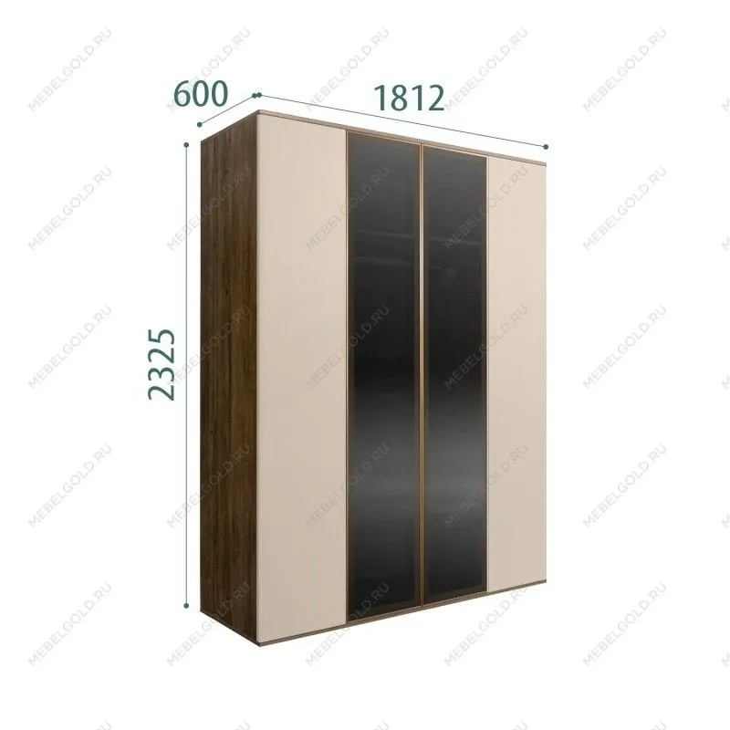 Шкаф 4-х дв. Bogemia Woodline Air (Ваниль/Золото) БМШ2/42(2)