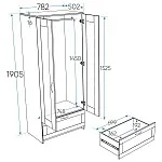 Шкаф Сириус, 2 двери и 1 ящик, 78х50х190 см, белый | изображение 17