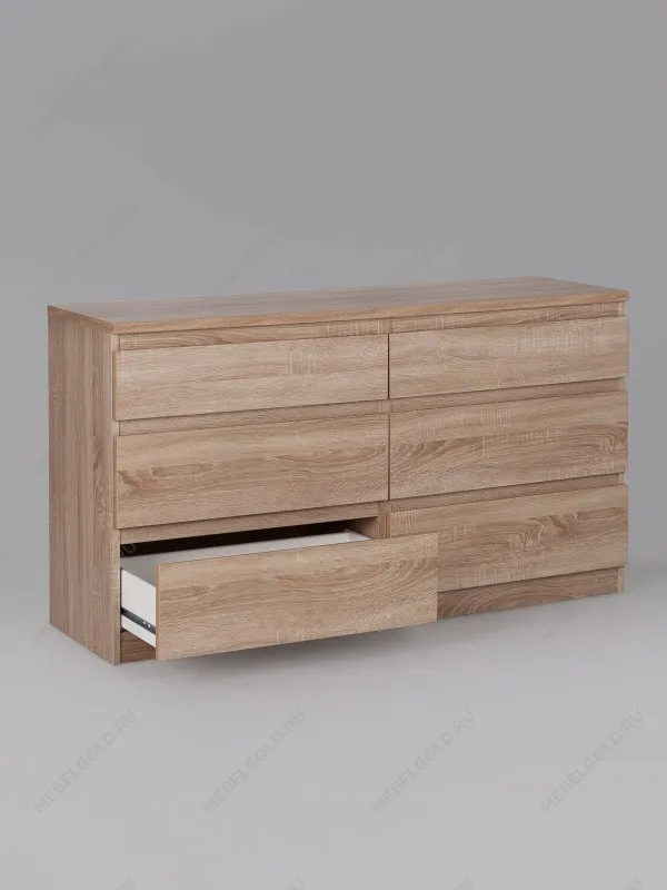 Комод Кастор, 6 ящиков, 129х40х71 см, дуб сонома | изображение 11