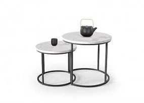 Комплект Halmar OREO, 2 стола журнальных (белый мрамор/черный)