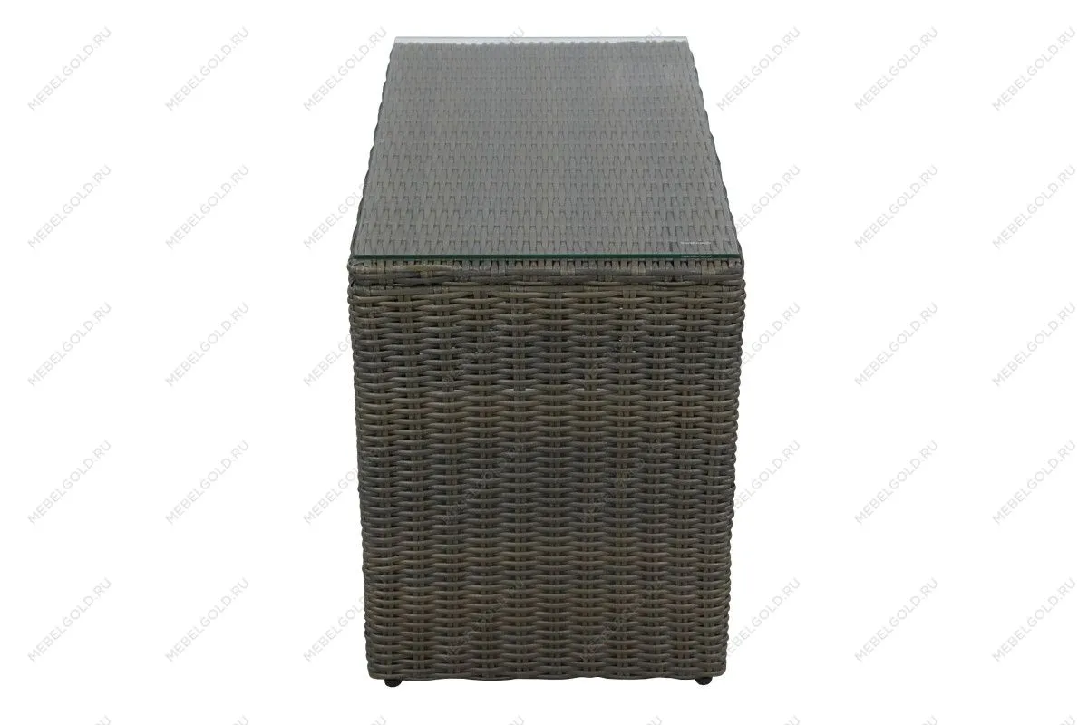 Набор мебели Драмен арт.GS009 серо-коричневый, серый (стол, 2 угл.кресла, 2 пуфа, ротанг серо-корич, подушки серые) | изображение 2