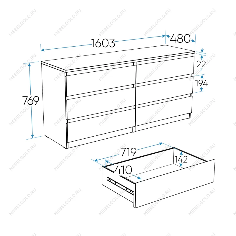 МАЛЬТА комод ИКЕА / IKEA 6 ящиков 160х76 белый | изображение 4