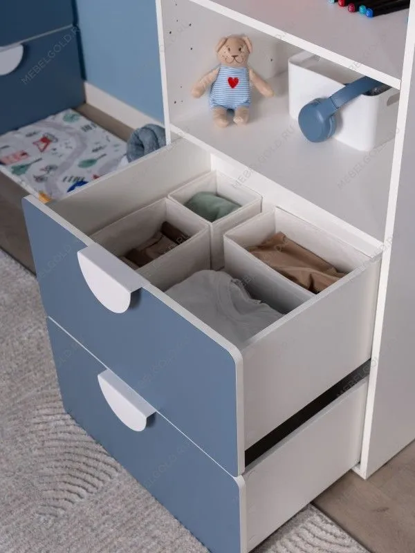 Стеллаж Пикси, с двумя выдвижными ящиками 60x57x180, озорной василек | изображение 2