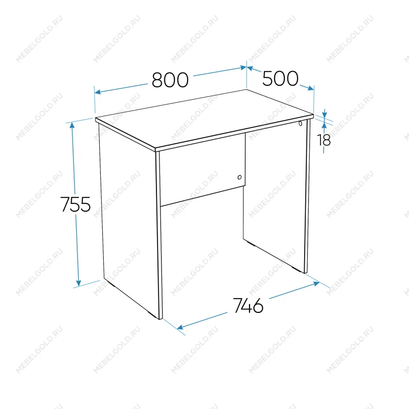КАСТОР (KULLEN) стол письменный 80х50 серый | изображение 2
