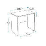 КАСТОР (KULLEN) стол письменный 80х50 серый | изображение 2