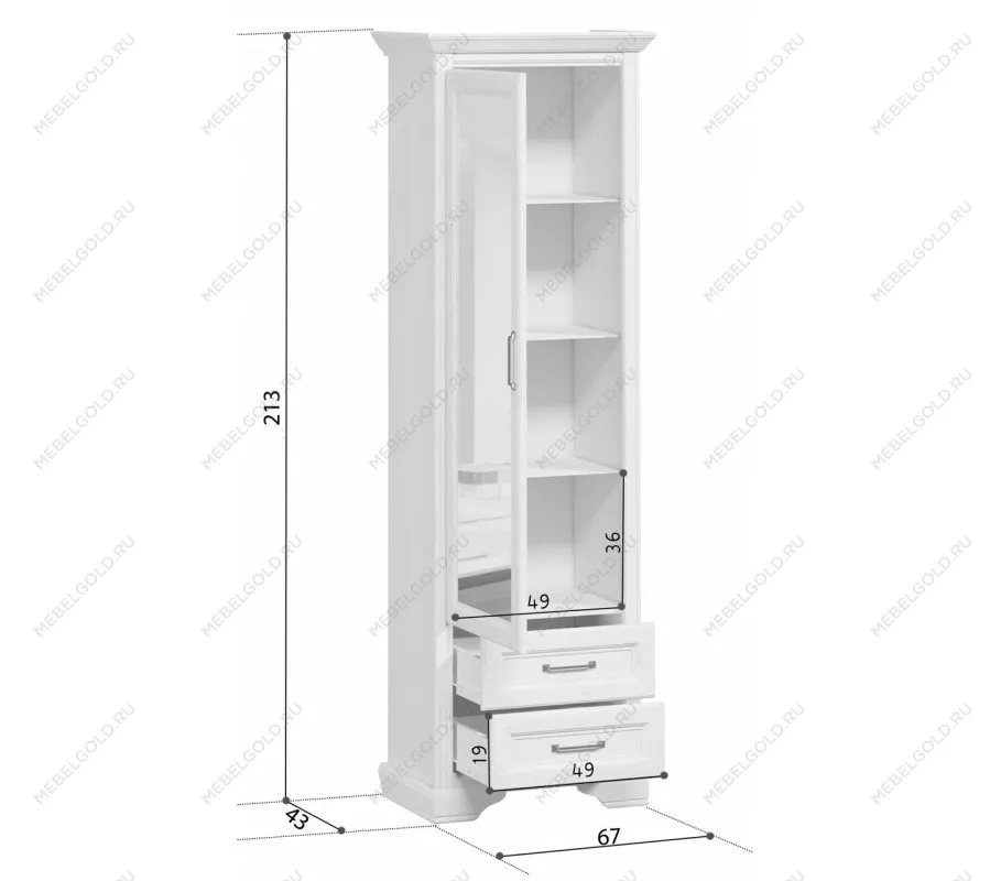 Шкаф-витрина Стилиус REG1W2S с подсветкой (Лиственница сибирская) | изображение 4