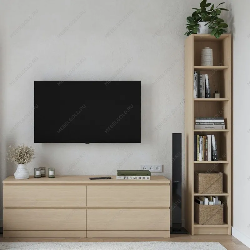 Стеллаж Варма, 6 полок, 38х198х28 см, шпон, дуб беленый | изображение 3