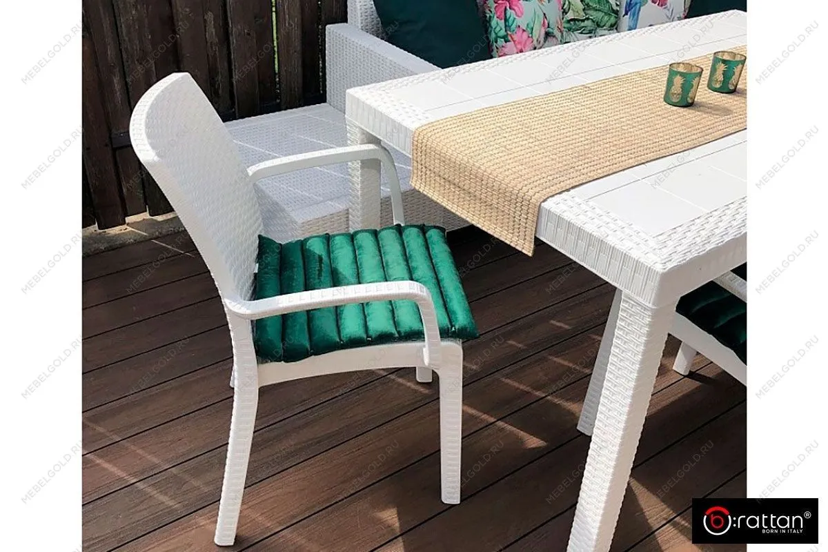 Стул B:rattan INDIANA с подлокотниками, белый | изображение 1