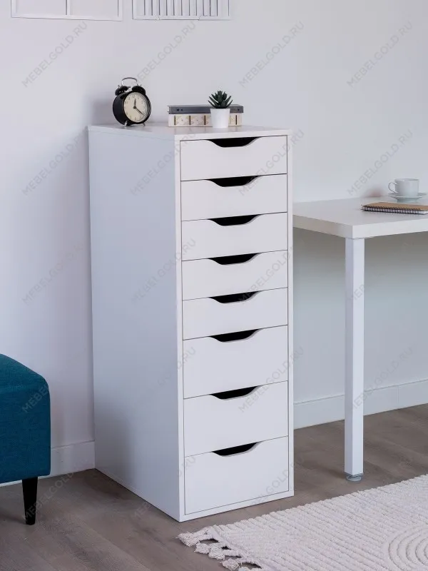 Комод Ингар, 8 ящиков, 36x102x53 см, белый | изображение 1