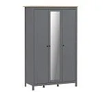 САГА шкаф 3 двери с зеркалом серый/ясень | изображение 2