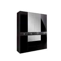 Шкаф 4-х дверный с зеркалом, с ящиками Римини СОЛО (Черный/Серебро) РМШ1/41(s)