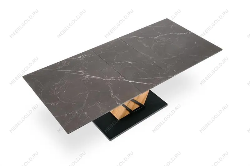 Стол обеденный Halmar VOLANT 160 (черный мрамор/дуб золотой) | изображение 6