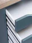 Стол письменный Ингар, 5 ящиков, 140х75х55 см, серо-бирюзовый/черный, столешница дуб беленый | изображение 17