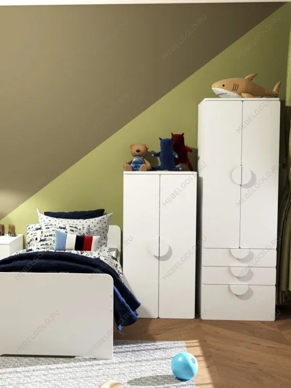 Шкаф распашной Пикси, с двумя дверьми и тремя полками 60х57х120, белый (робкий подснежник) | изображение 9