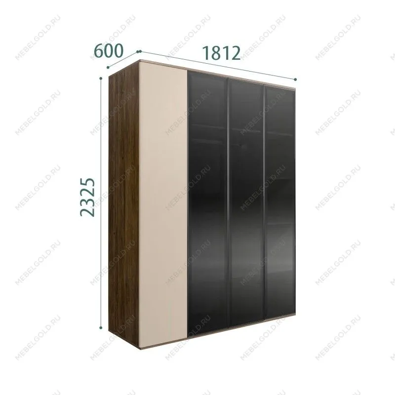 Шкаф 4-х дв. Bogemia Woodline Air (Ваниль/Черный) БМШ2/4(3)