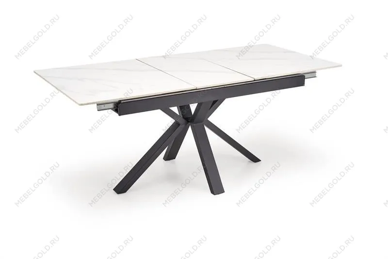 Стол обеденный Halmar PLATAN 140 (белый мрамор/черный) | изображение 2