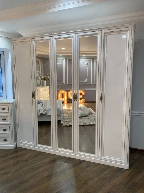 Шкаф Натали 6-дверный (2+2+2) с зеркалом белый глянец | изображение 4