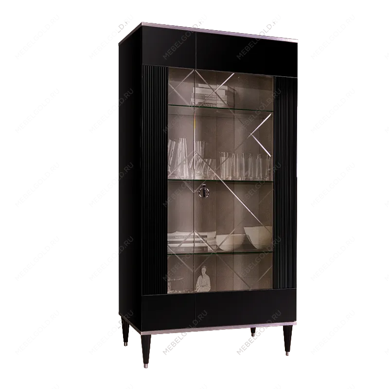 Витрина 2-ств. Римини СОЛО (Черный/Серебро) (Правая) РМВ2-2С(s)