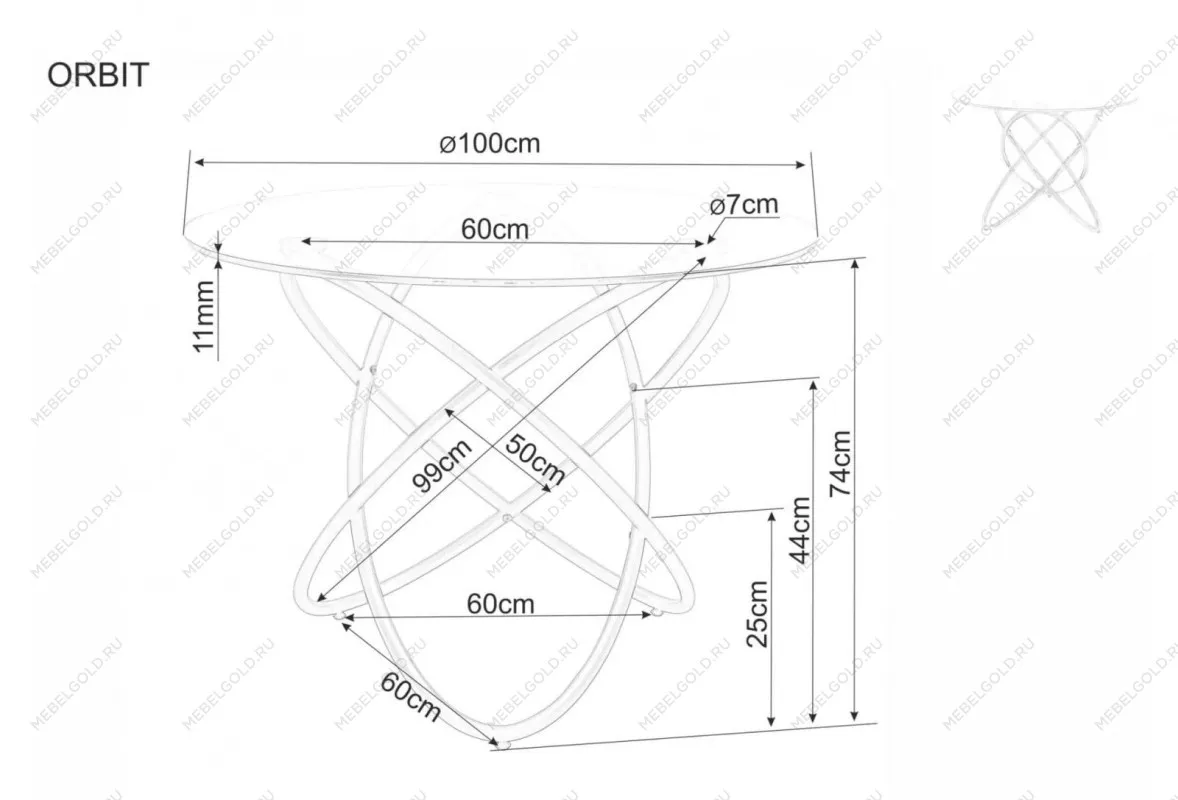 Стол обеденный Signal ORBIT 100 (прозрачный/черный) | изображение 2