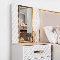 Зеркало Лара для прикроватной тумбы белый глянец