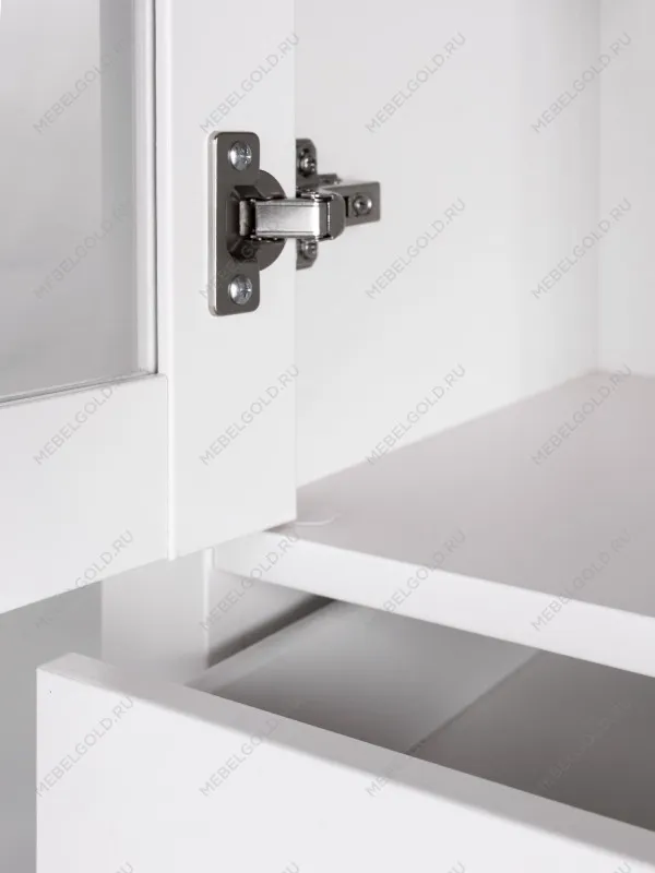 Шкаф с витриной Сага, 90х41х215 см, белый/ясень | изображение 7