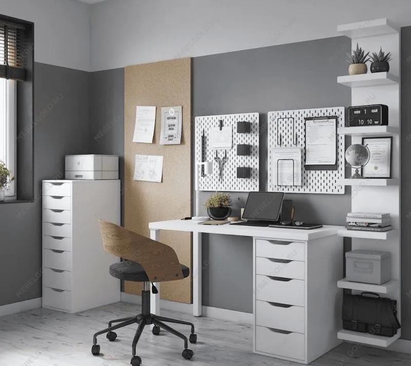 ИНГАР стол письменный ИКЕА / IKEA белый,120x75, с одной тумбой | изображение 3