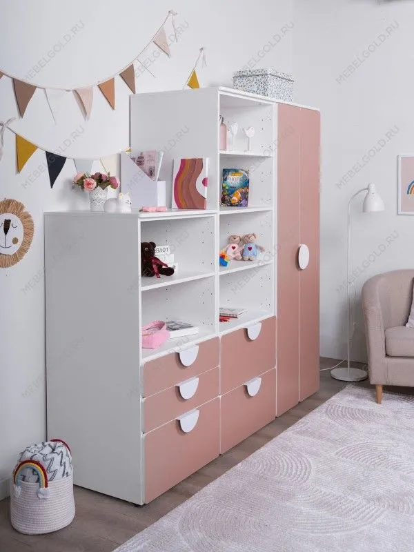 Стеллаж Пикси, с двумя выдвижными ящиками 60x57x180, мечтательный пион | изображение 8