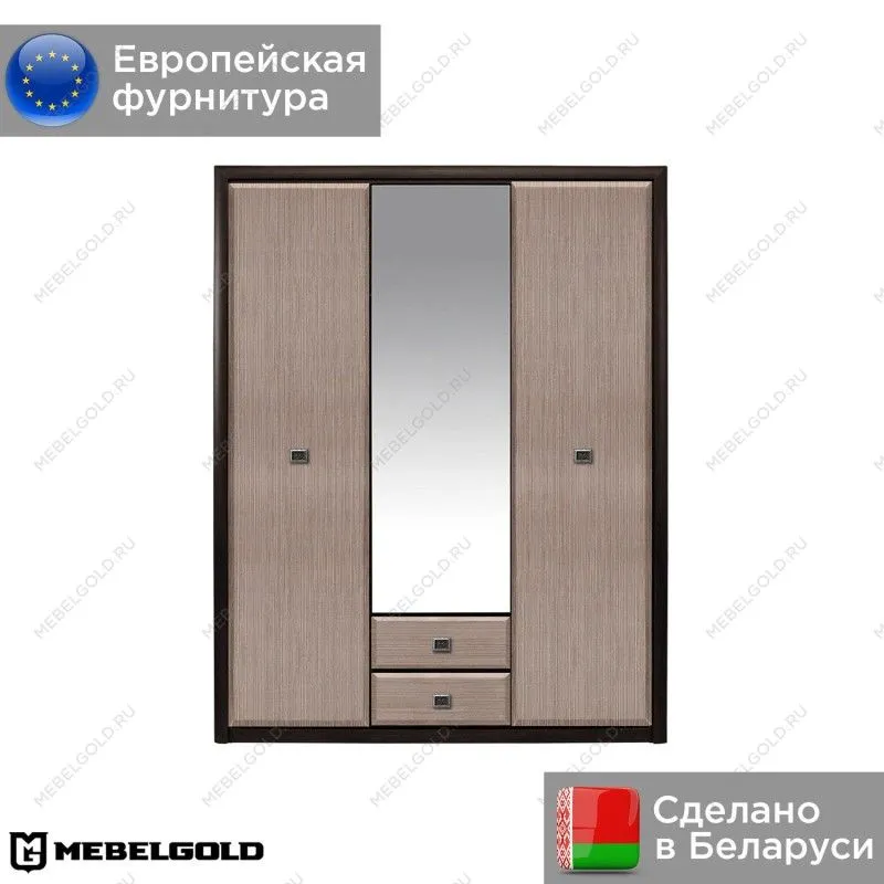 Шкаф платяной Коен SZF 3D2S Венге/Штрокс (NEW) | изображение 1