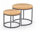 Комплект Halmar OREO 2 стола журнальных (дуб золотой/черный) | изображение 1