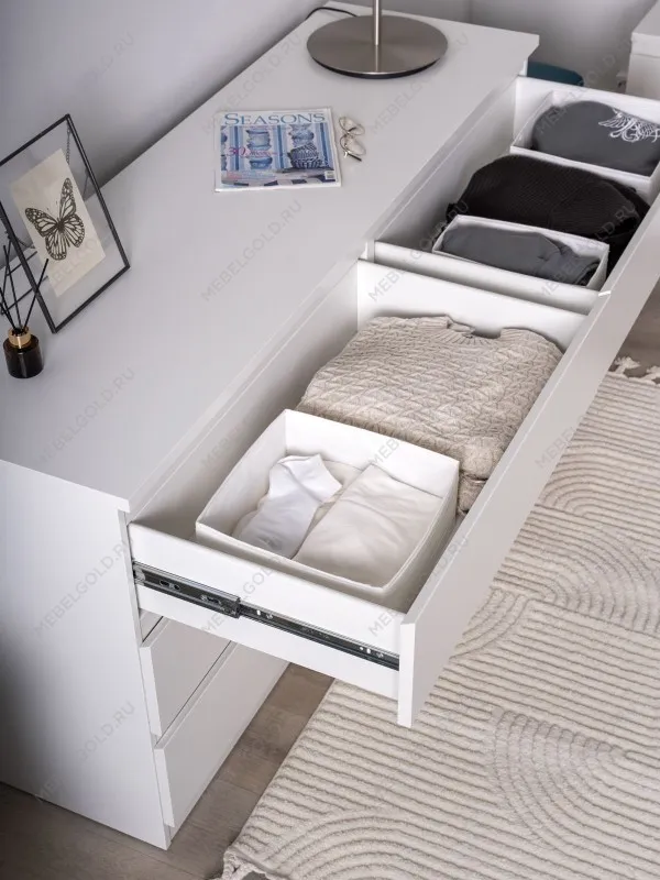 Комод Мальта, 6 ящиков, горизонтальный, с доводчиками, 160х48х76 см, белый | изображение 9