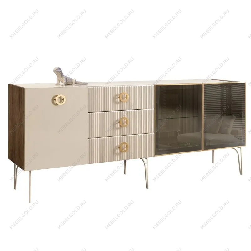 Комод 2.1м Bogemia Woodline Fi (Слоновая кость) (Lakobel/Золото) БМКМ-5[5][10]